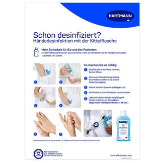 Poster Händedesinfektion mit der Kittelflasche