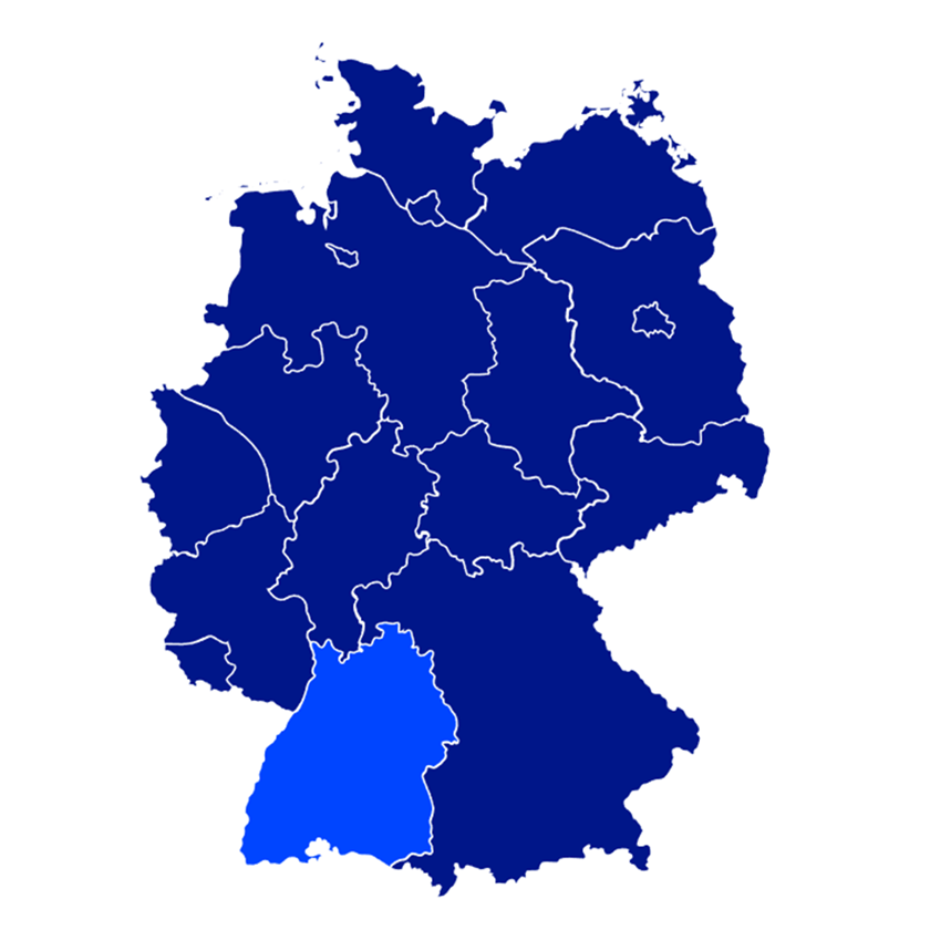 Deutschland Länderkarte mit blauen Feldern